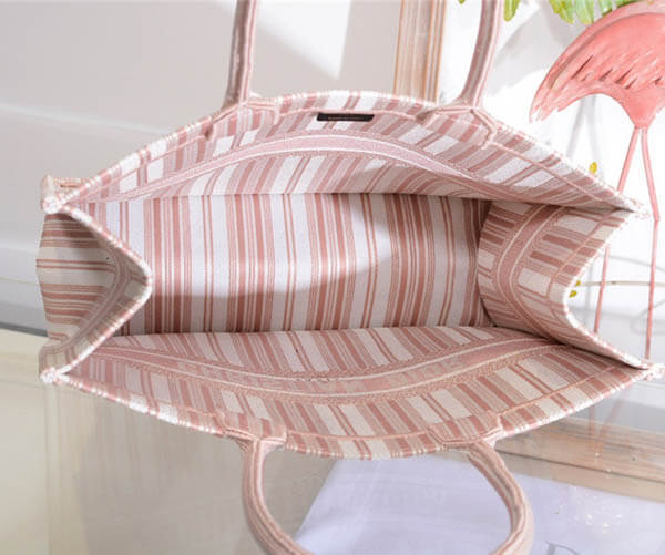 2020SSディオール 風 トートバッグ キャンバス ディオール BOOK TOTE ディオール トートバッグミコノスバヤデール ローズ